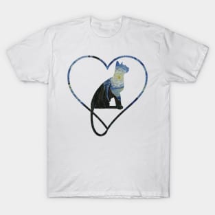 Love Cat - Van Gogh Starry Night Cat T-Shirt